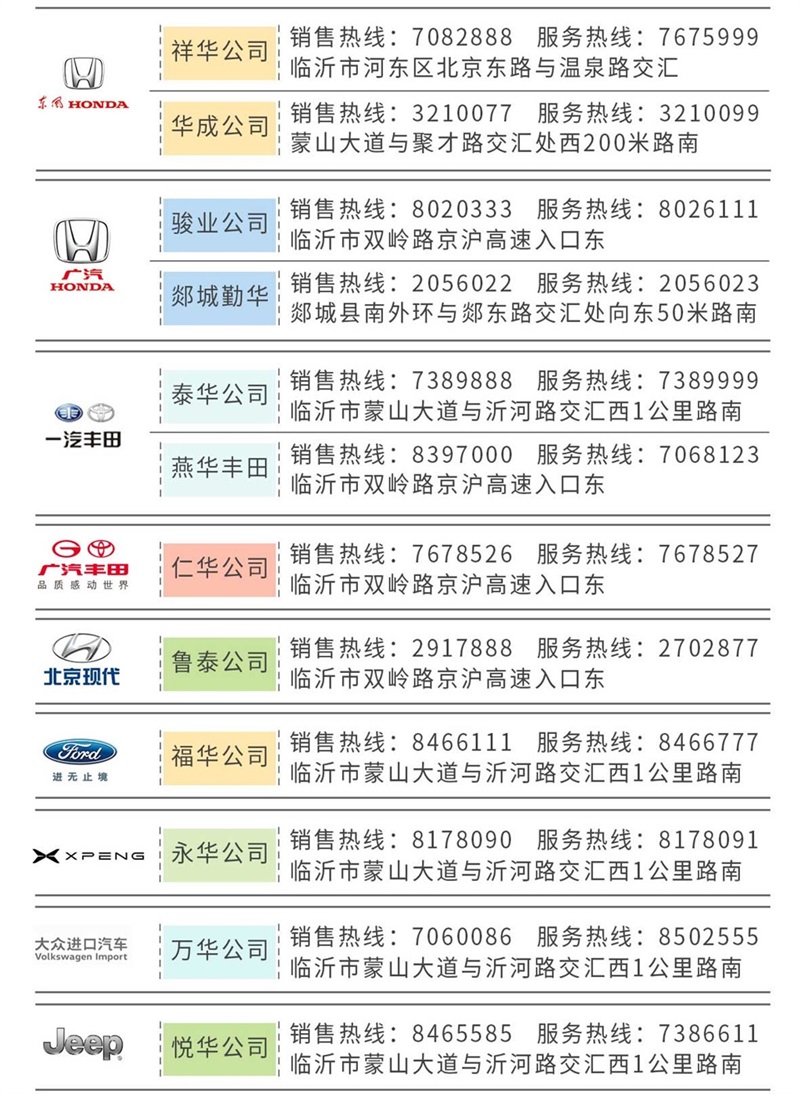 臨沂汽車消費券遠通集團適用門店#8787